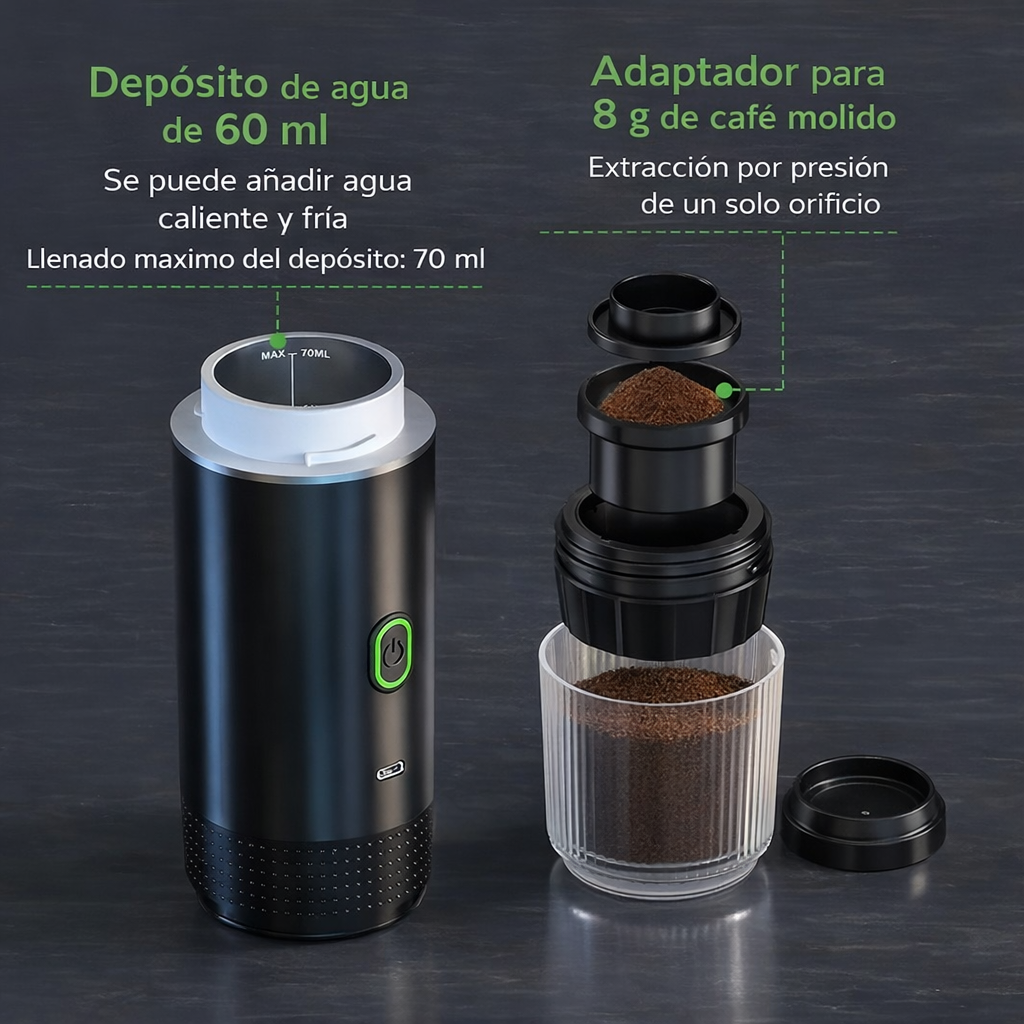 Cafetera Espresso Portátil Eléctrica Inalámbrica.