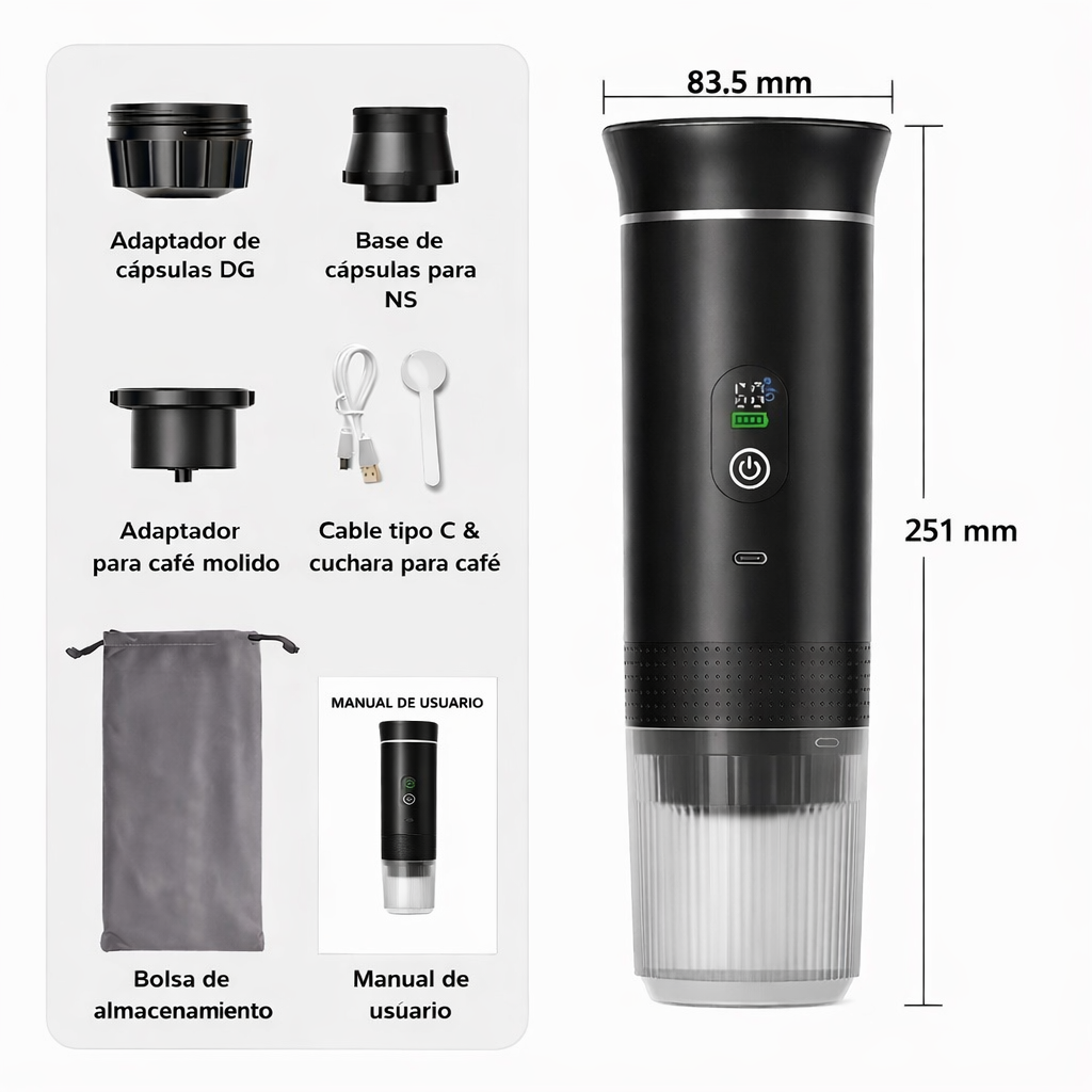 Cafetera Espresso Portátil Eléctrica Inalámbrica.